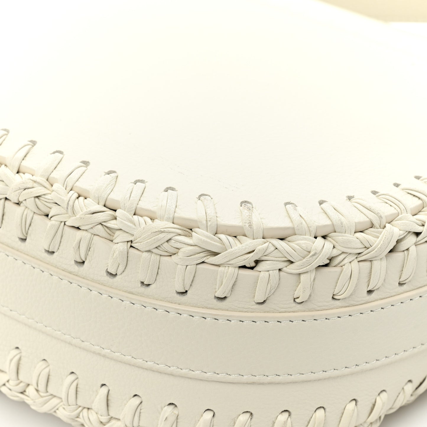 Grained Calfskin Medium Whipstitched Bobby Bag White