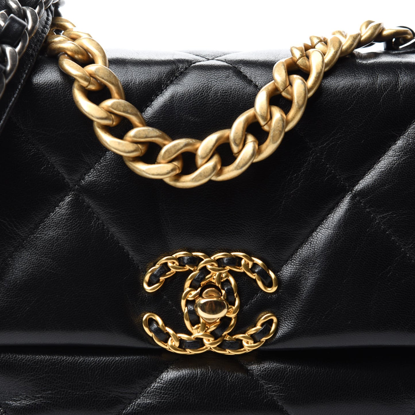 Goatskin Quilted Medium Chanel 19 Flap Black