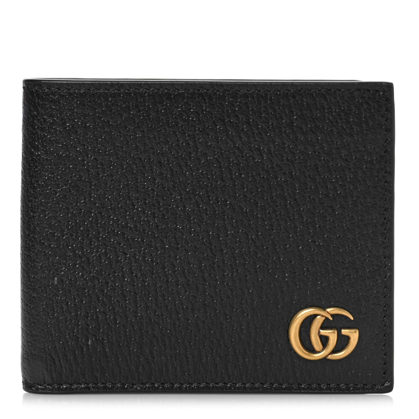 Calfskin Boar Effect GG Marmont Bi-Fold Wallet Black