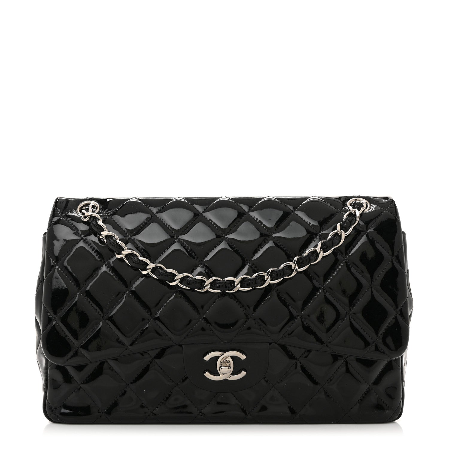 Chanel Patent Quilted Jumbo Double Flap Black 1790012 – FASHIONPHILE