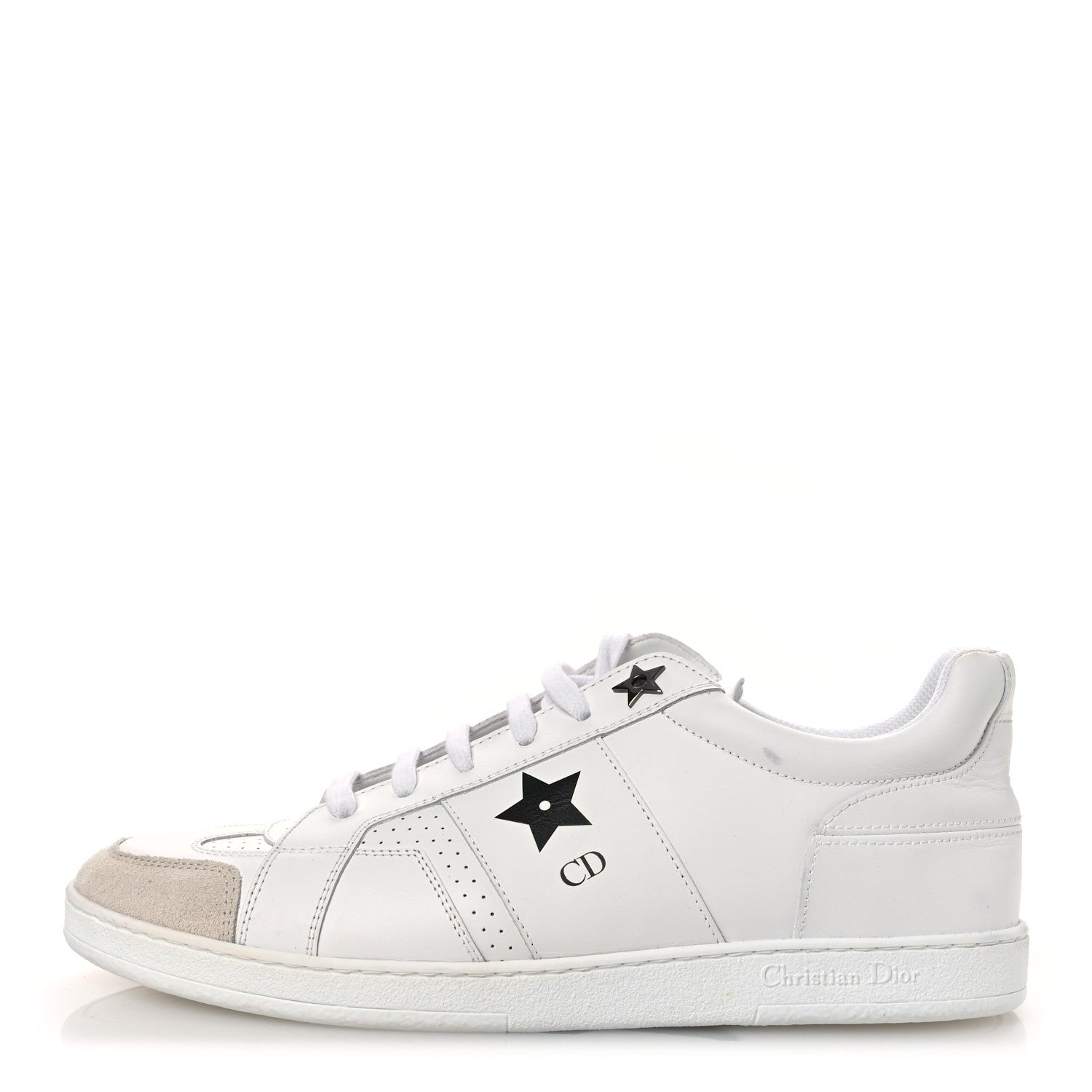 Christian Dior Calfskin Suede Dior Star Low Top Sneakers 39 White