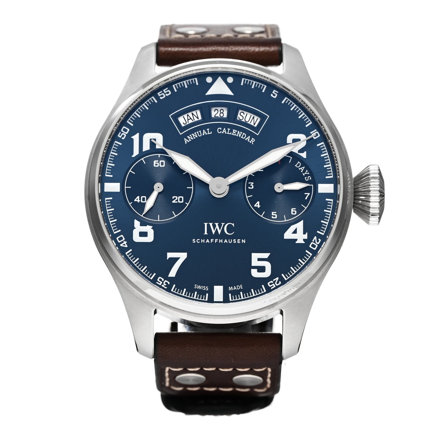 Stainless Steel Calfskin 46mm Big Pilot's Annual Calendar “Le Petit Prince” Automatic Watch Blue IW502710