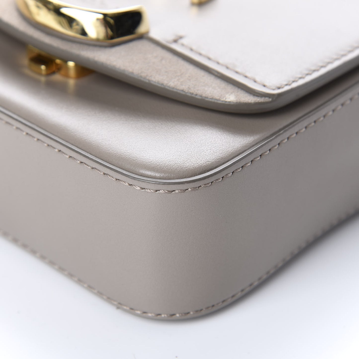 Shiny Calfskin Suede Mini C Double Carry Motty Grey