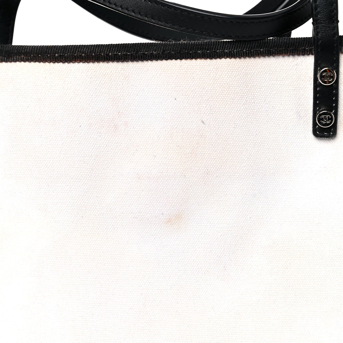 Canvas Calfskin Let's Demonstrate Small Tote White Black