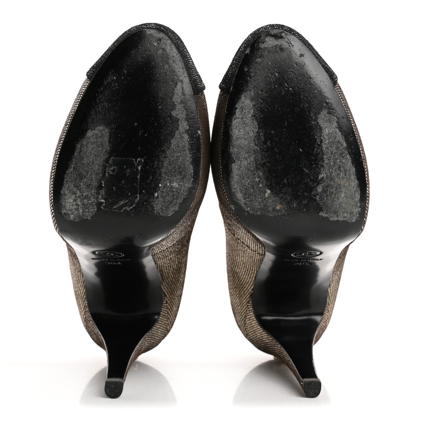 Textured Suede Cap Toe CC Pumps 38.5 Light Gold Black