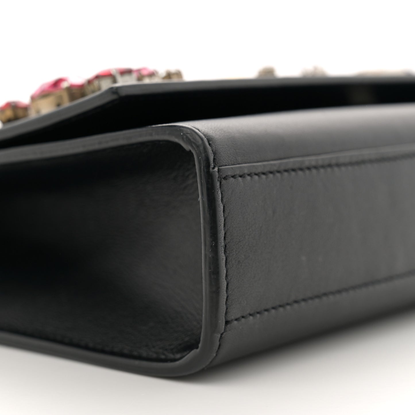 Calfskin Embellished Medium Monogram Kate Satchel Black