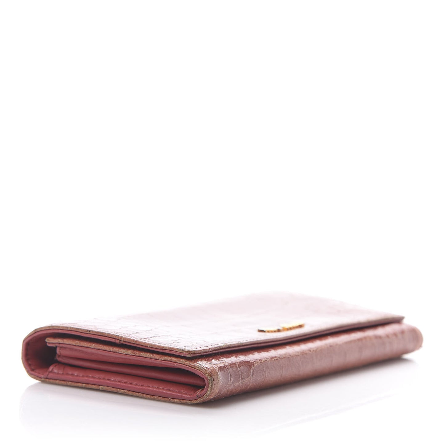 Patent Crocodile Embossed Saint Cocco Lux Continental Flap Wallet Antico