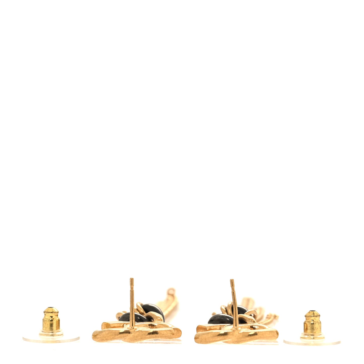 CC Chain Tassel Drop Earrings Gold Black