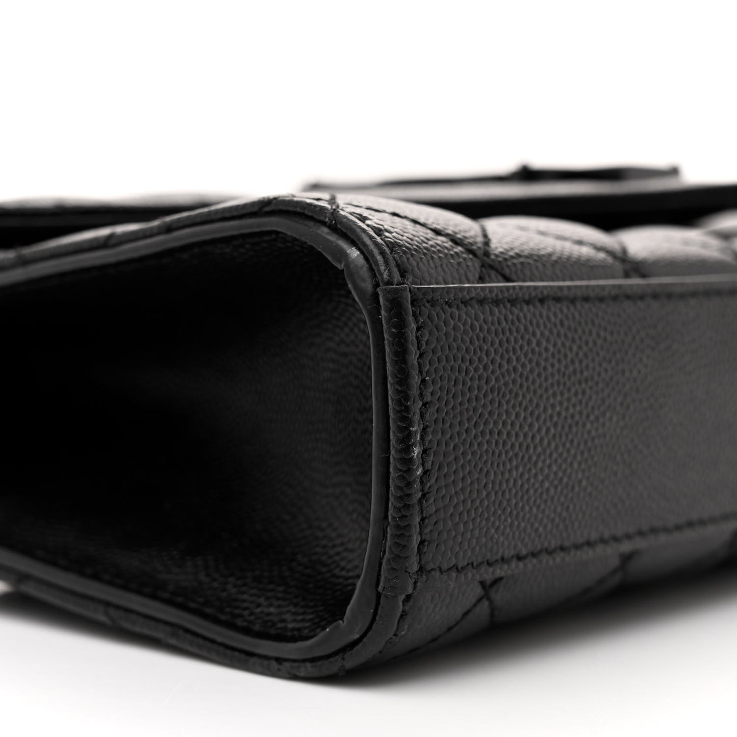 Grain De Poudre Textured Mixed Matelasse Triquilt Small Monogram Monochrome Satchel Black