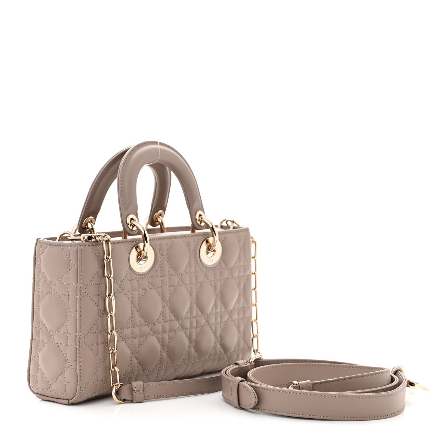Christian Dior Lambskin Cannage Medium Lady D-Joy Warm Taupe 3 of 9