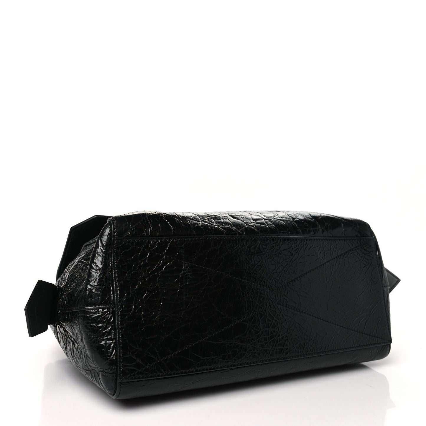 Creased Patent Calfskin Medium ID Flap Black