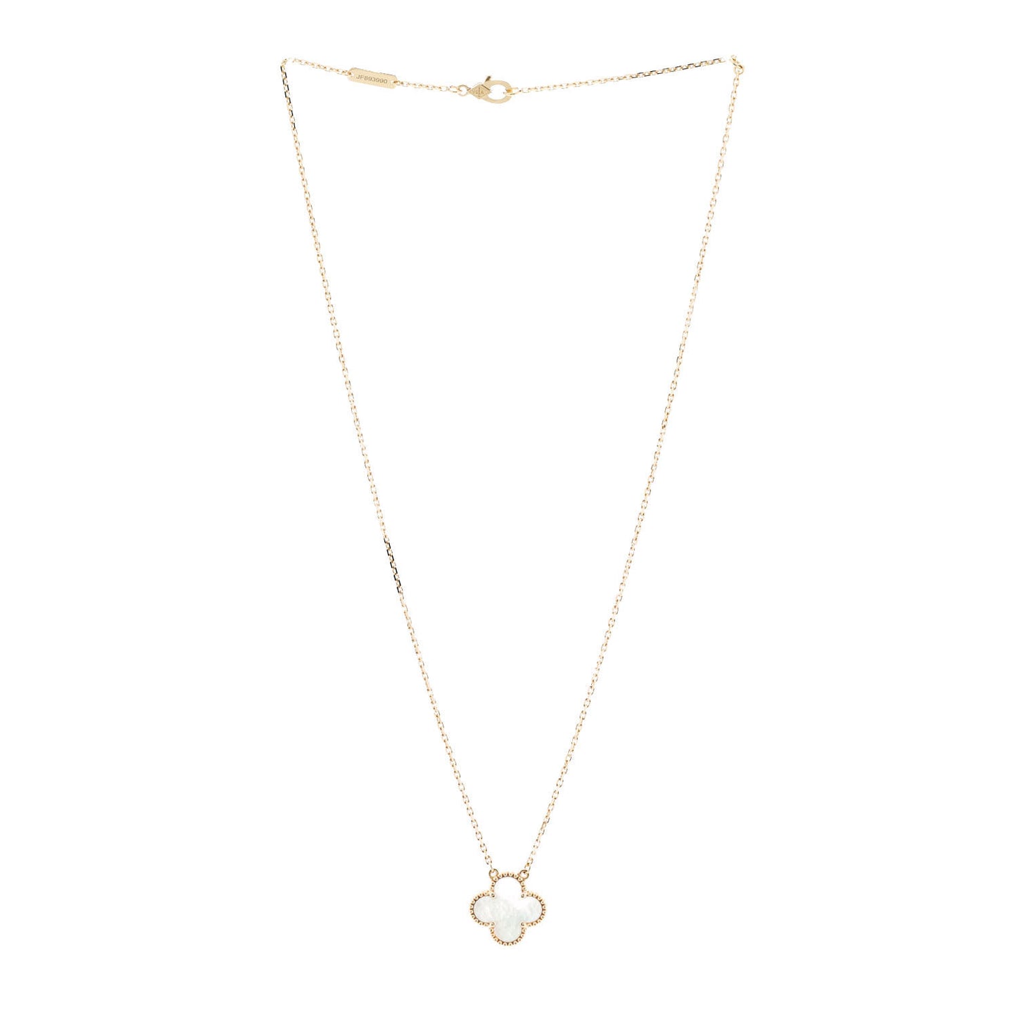 18K Yellow Gold Mother of Pearl Vintage Alhambra Pendant Necklace