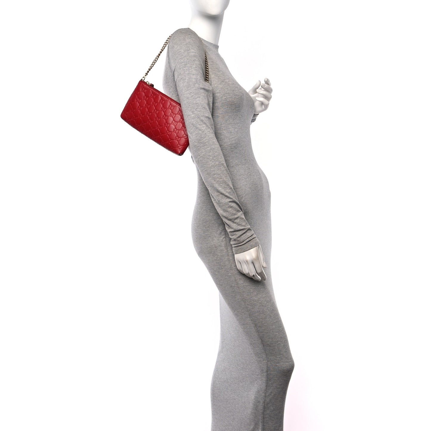 Guccissima Signature Wrist Wallet Hibiscus Red