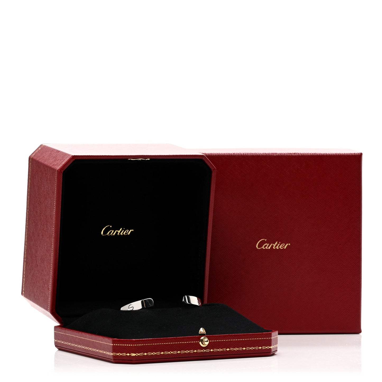 18K White Gold 1 Diamond LOVE Cuff Bracelet 17