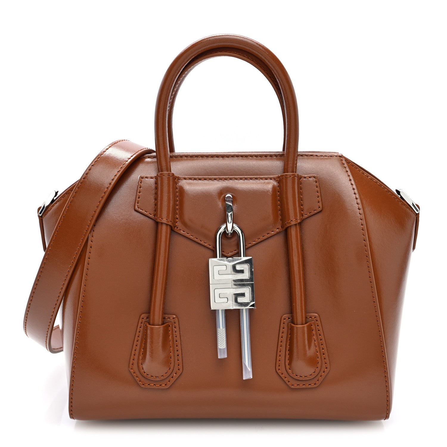 Givenchy Box Calfskin Mini Lock Antigona Shoulder Bag Tan 1981626
