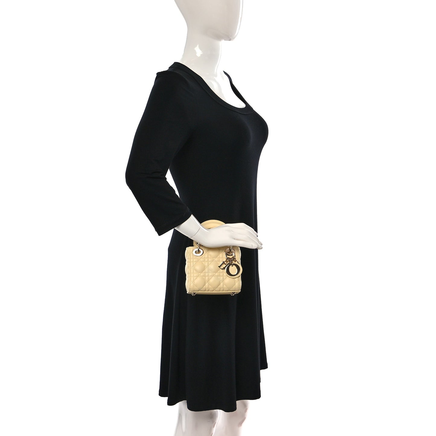 Lambskin Cannage Micro Lady Dior Soft Yellow