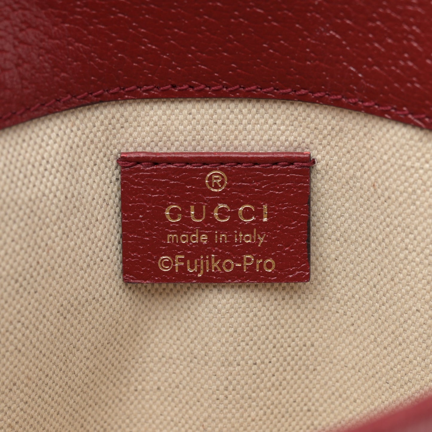 X DORAEMON Mini Vintage GG Supreme Monogram Web Slim Belt Bag Beige Cherry Red