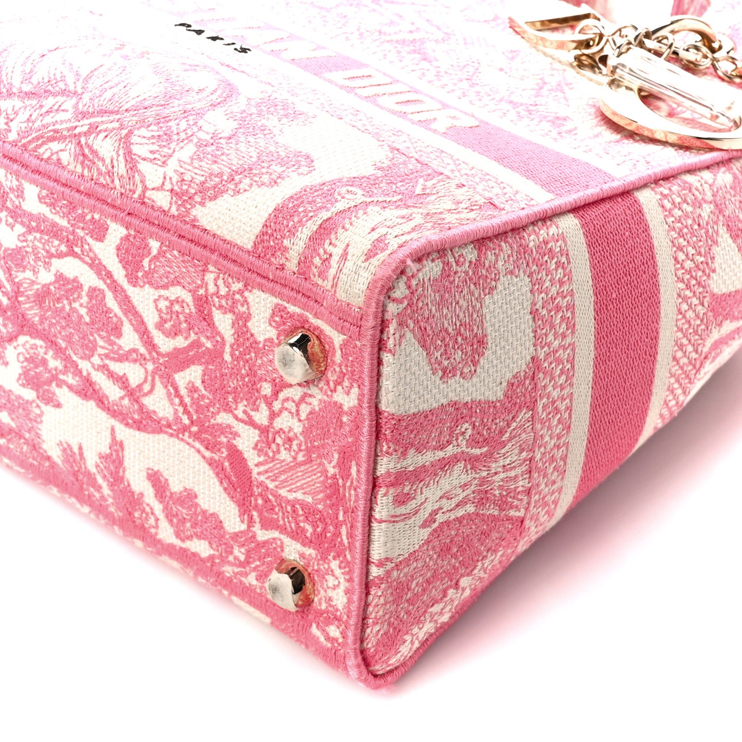 Canvas Toile De Jouy Embroidered Medium Lady D-Lite Peony Pink