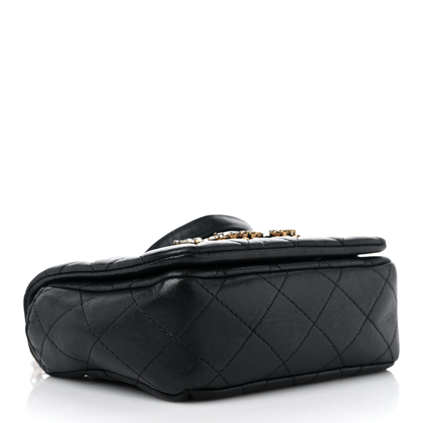 Lambskin Quilted Crystal CC Mini Flap Black