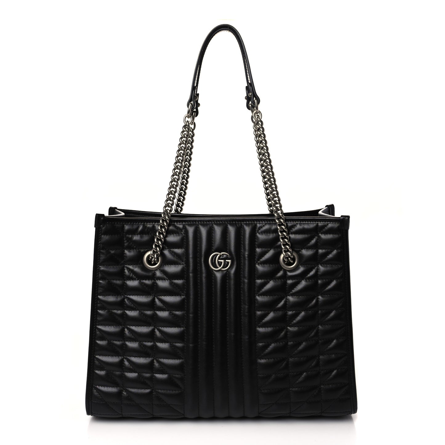 Calfskin Matelasse Aria Medium GG Marmont Shoulder Tote Black