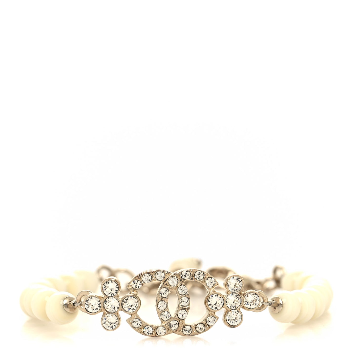 Pearl Crystal CC Bracelet Gold