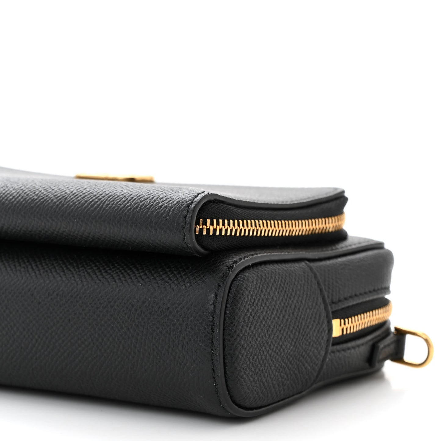 Grained Calfskin Caro Double Pouch Black