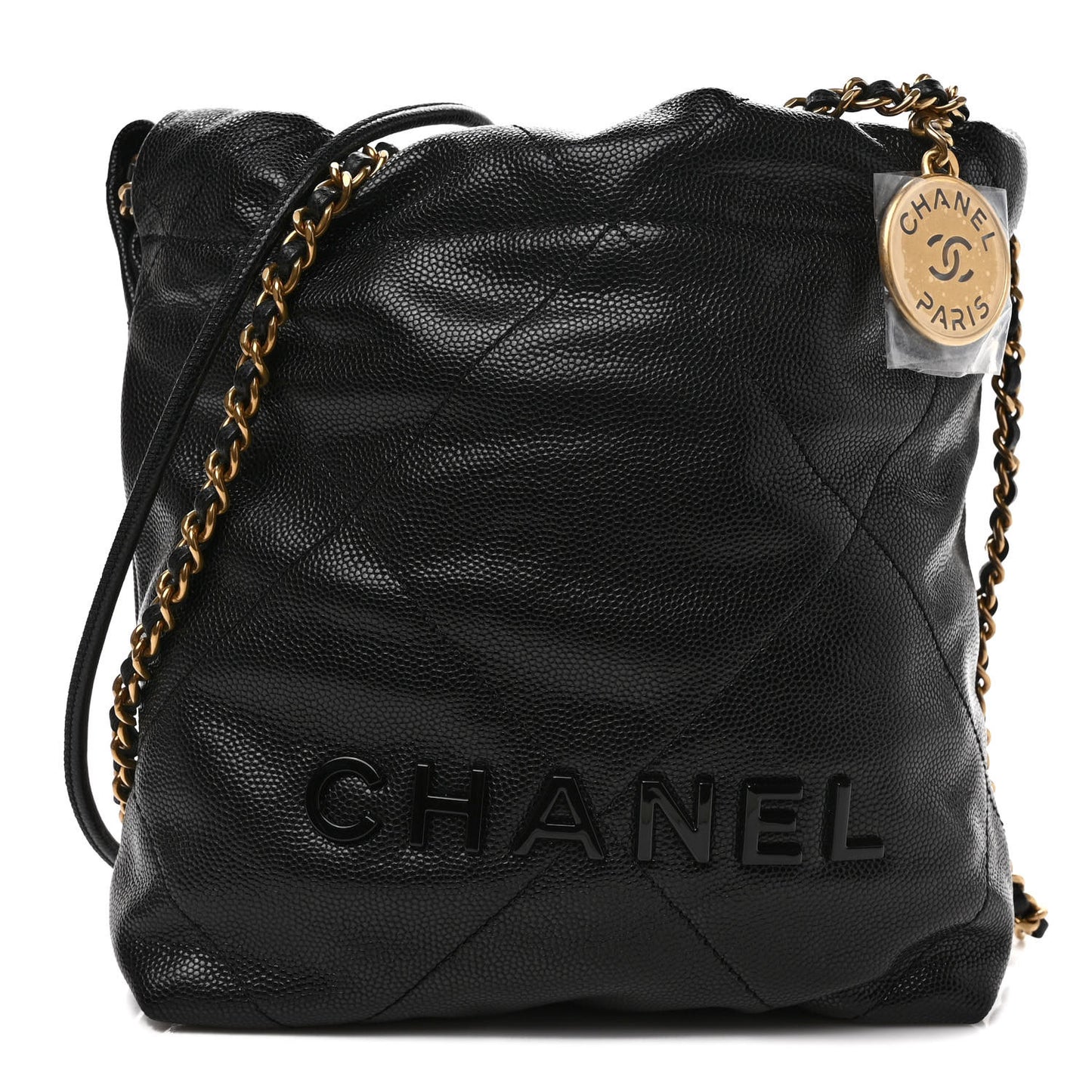 Shiny Caviar Quilted Monochrome Mini Chanel 22 Black