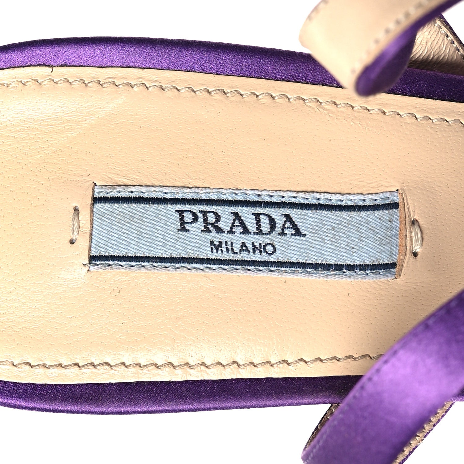 Prada Satin Metal Triangle Logo Ankle Strap 40/135mm Platform Sandals 41 Viola 7 of 7