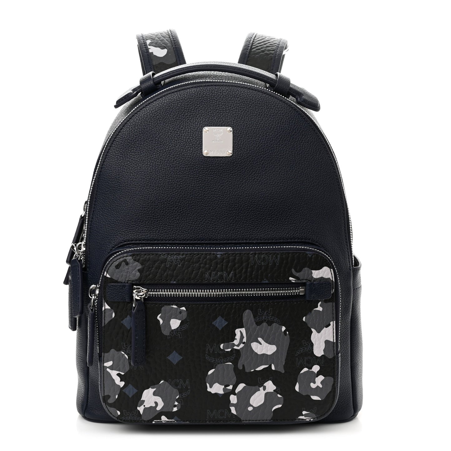 Calfskin Visetos Floral Leopard Klassik Small Stark Backpack Blue Black
