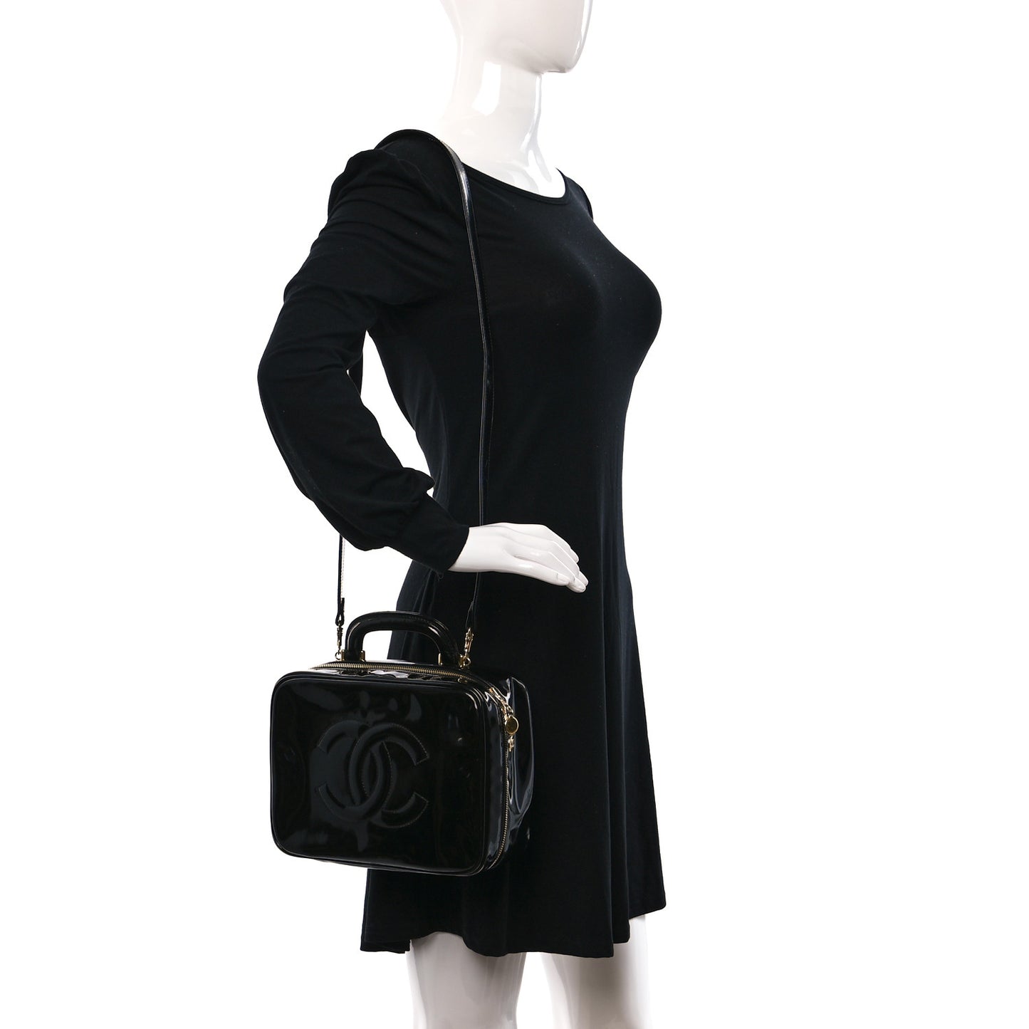 Patent CC Vanity Cosmetic Case Black