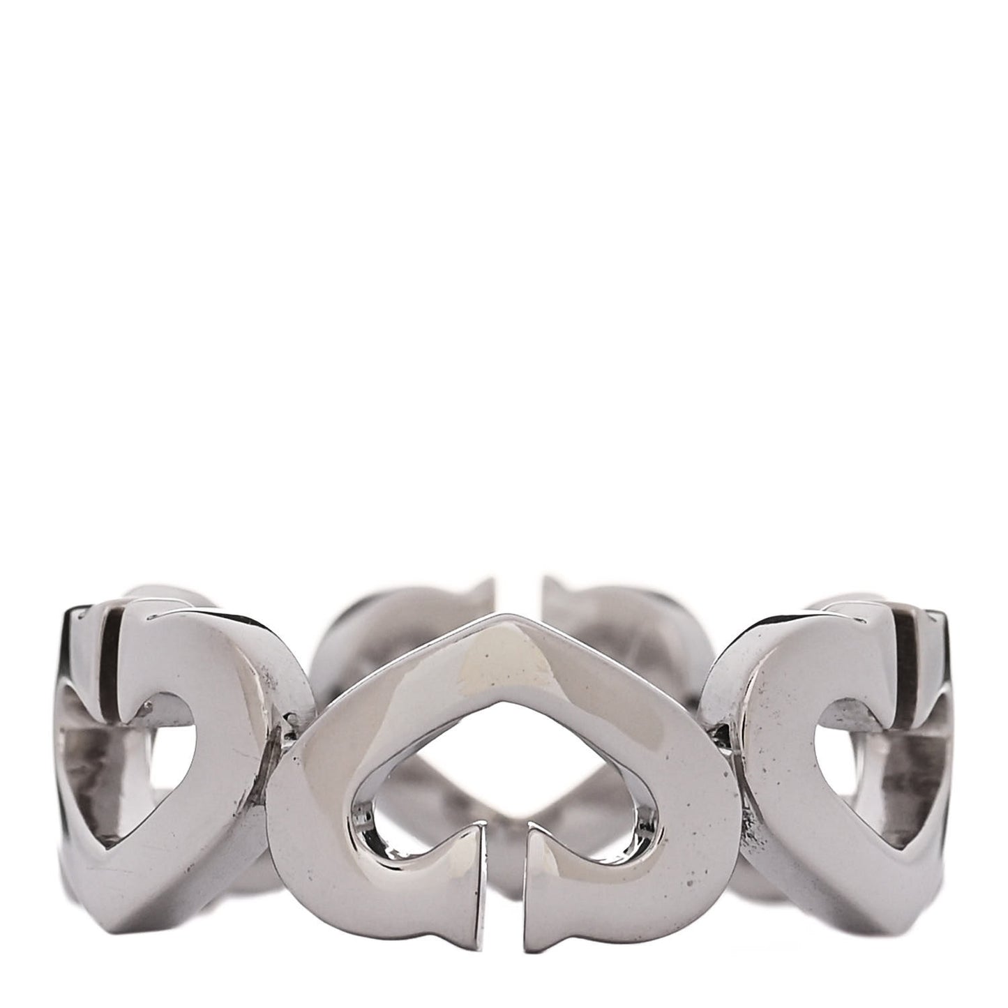 18K White Gold Diamond Hearts and Symbols Ring 49 4.75