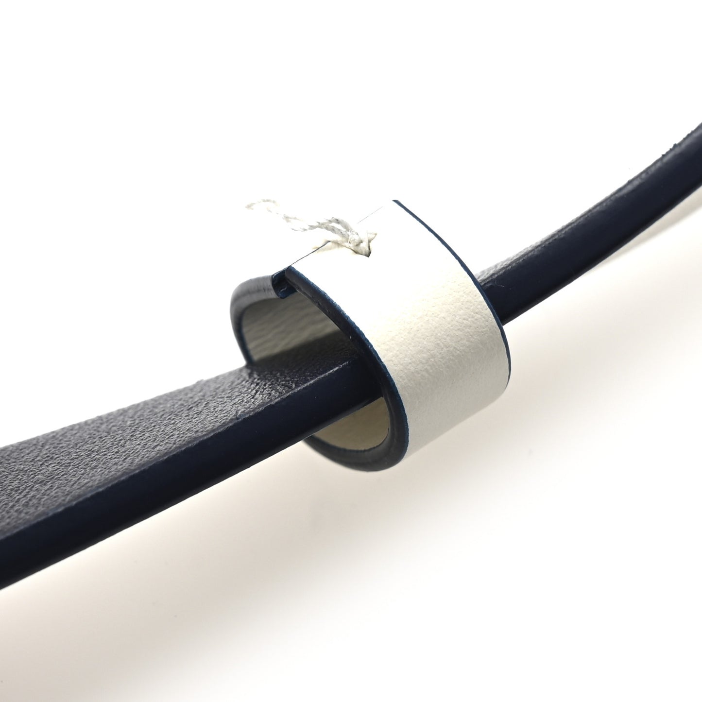 Calfskin Saddle Belt White Navy