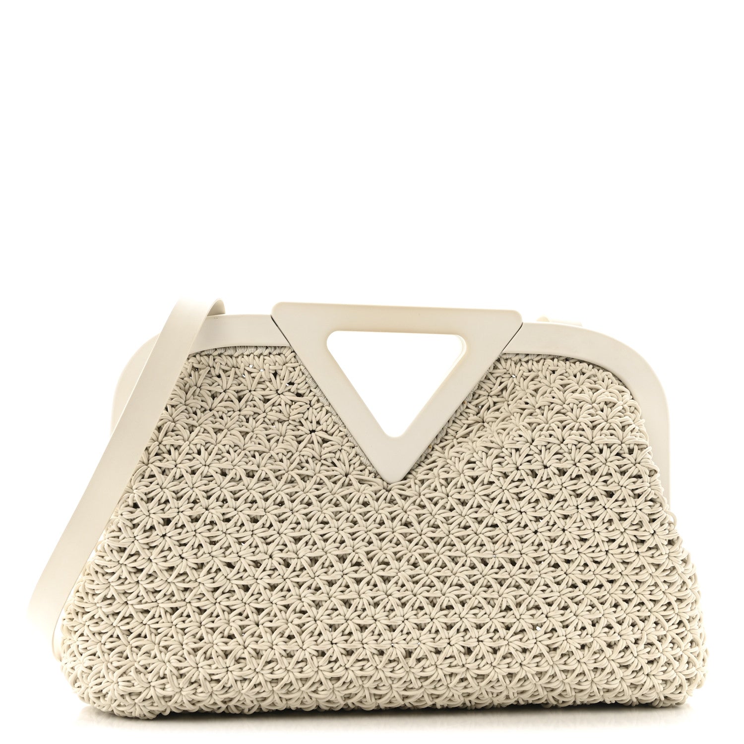 Bottega Veneta Rubber Crochet Medium The Point Triangle Bag Chalk