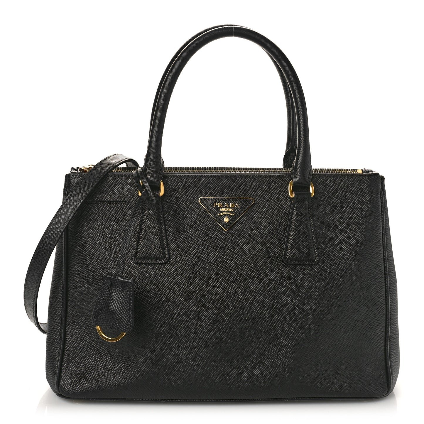 Saffiano Medium Galleria Double Zip Tote Black