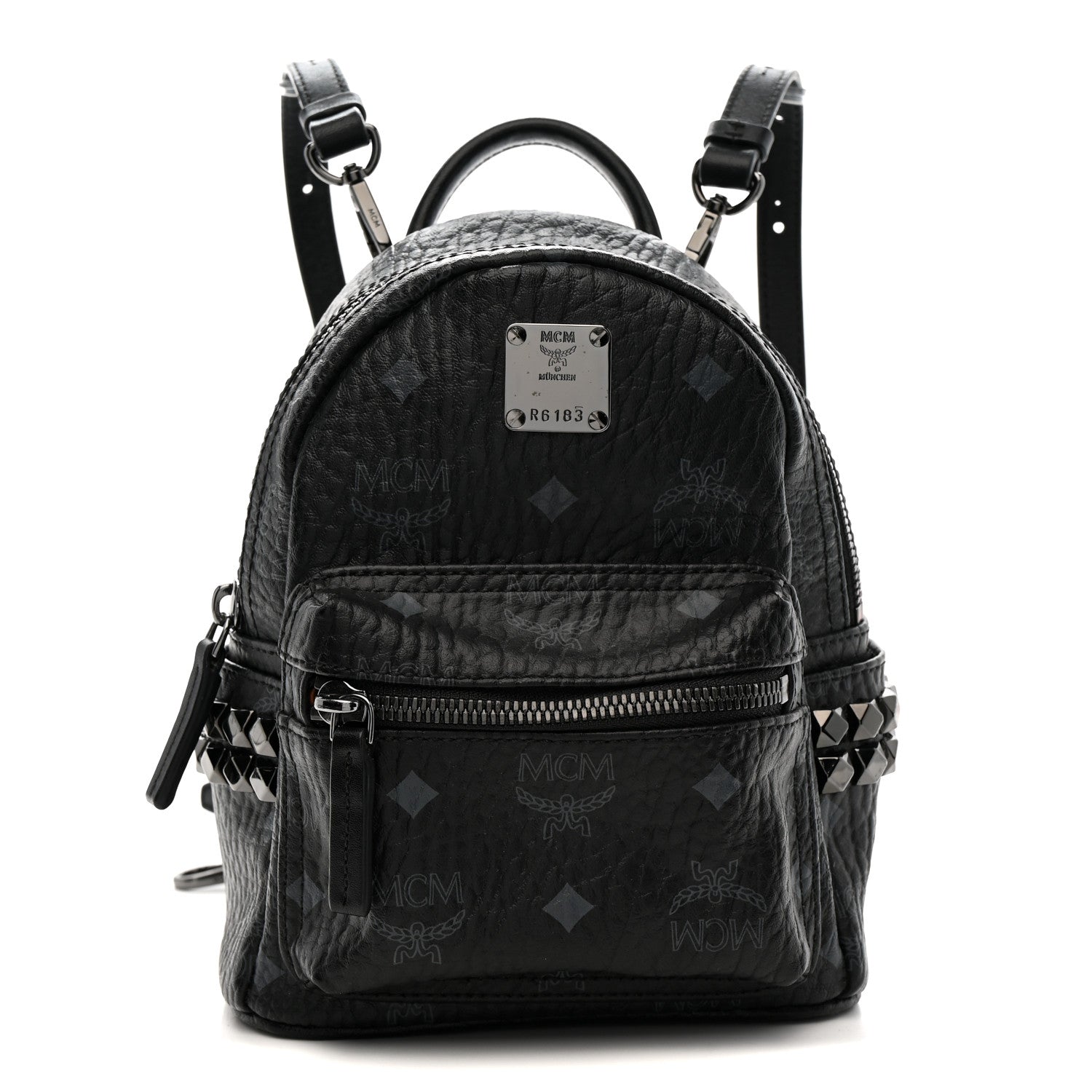 black mcm mini backpack MCM Visetos Side Stud Mini Stark Backpack Black 1803661 – FASHIONPHILE