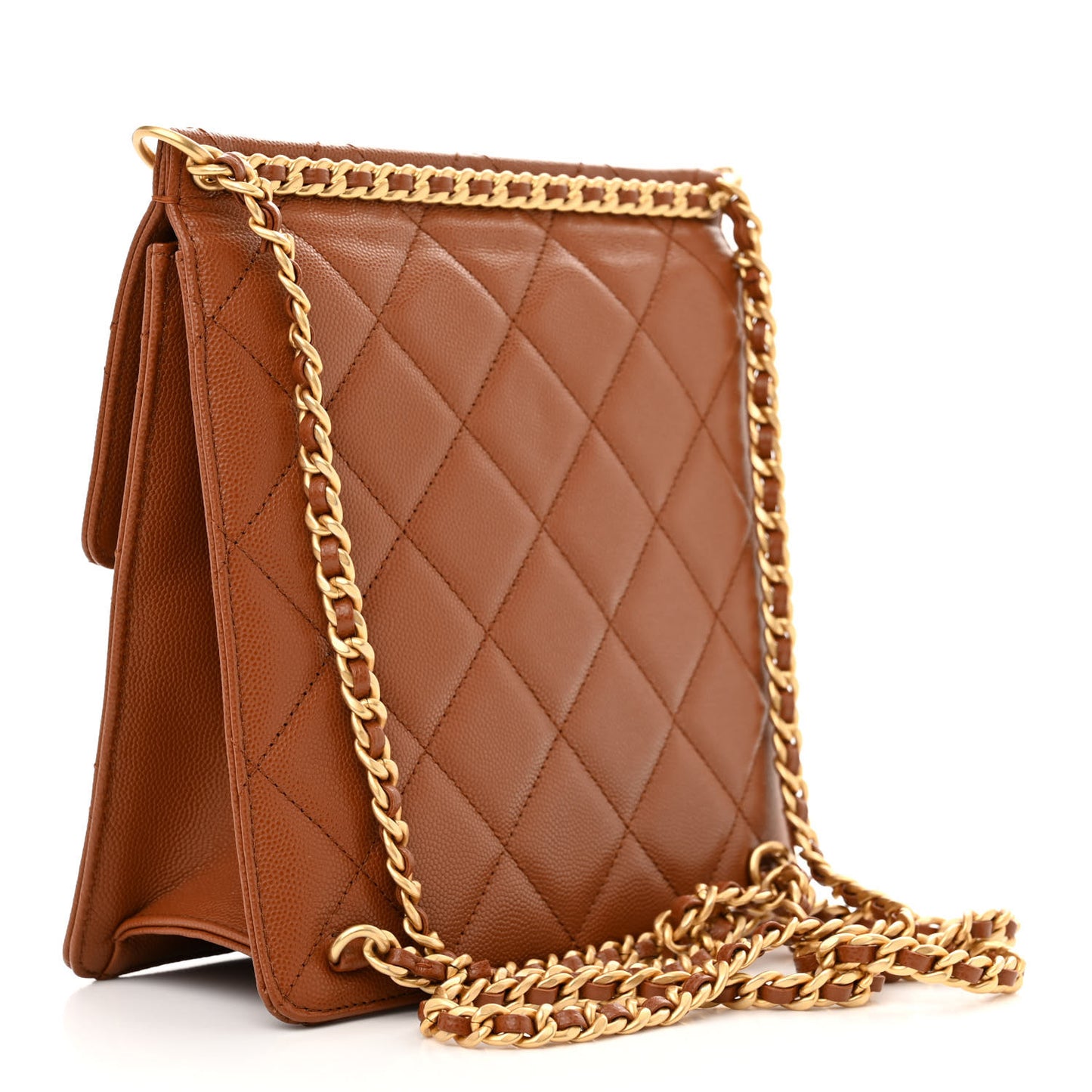 Caviar Quilted Multi Chain Backpack Light Brown