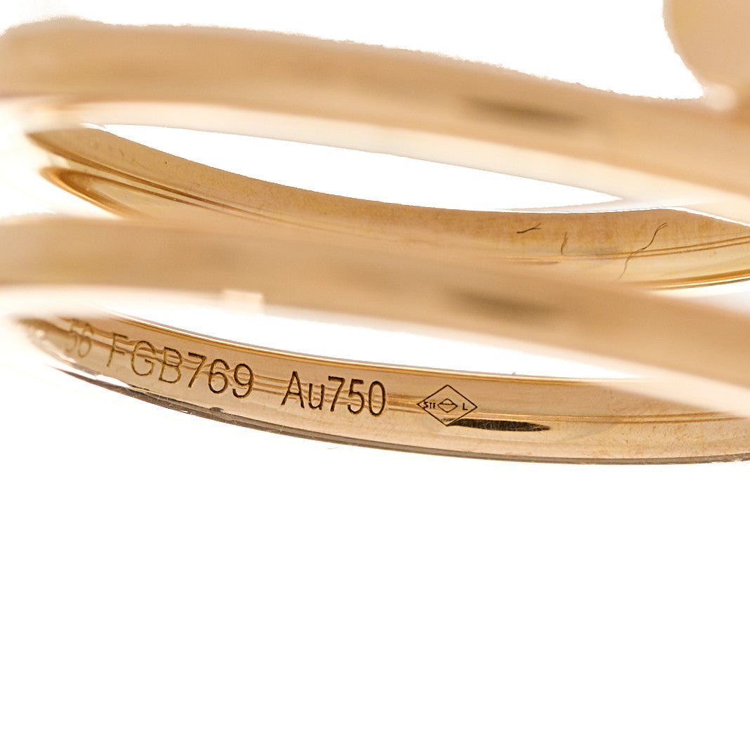 18K Pink Gold Diamond Double Juste Un Clou Ring 56 7.5