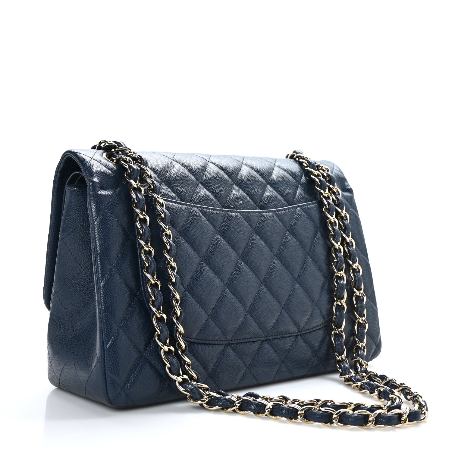 Chanel Caviar Quilted Jumbo Double Flap Navy Blue 2 of 8