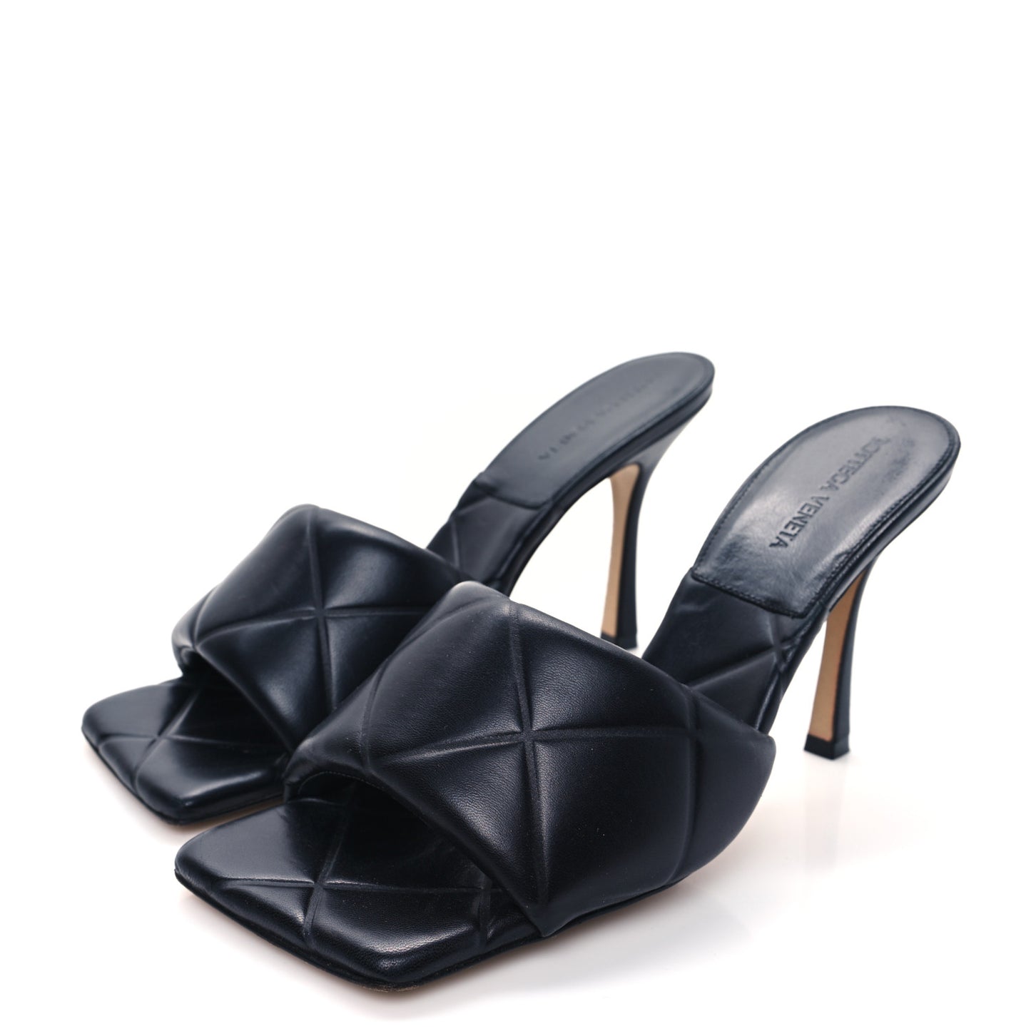 Nappa Quilted Rubber Lido Mule Sandals 41 Black