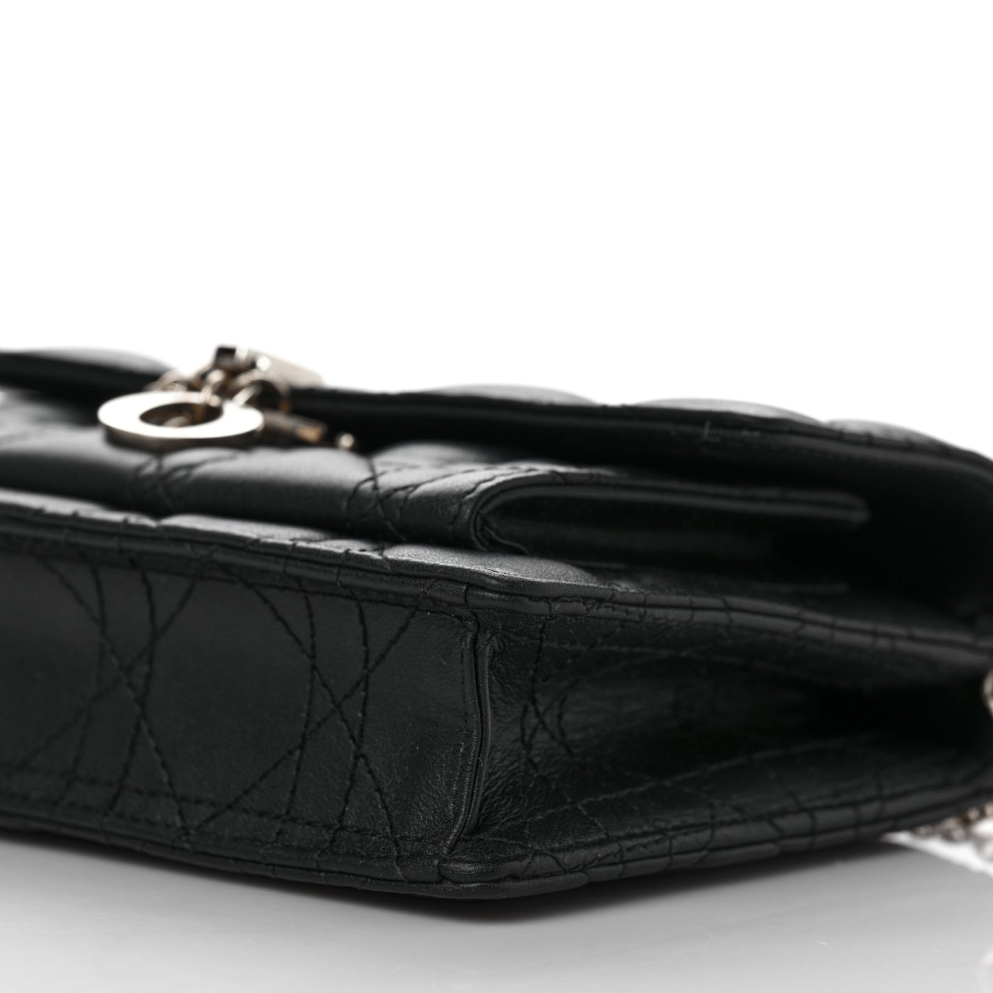 Lambskin Cannage Lady Dior Chain Pouch Black