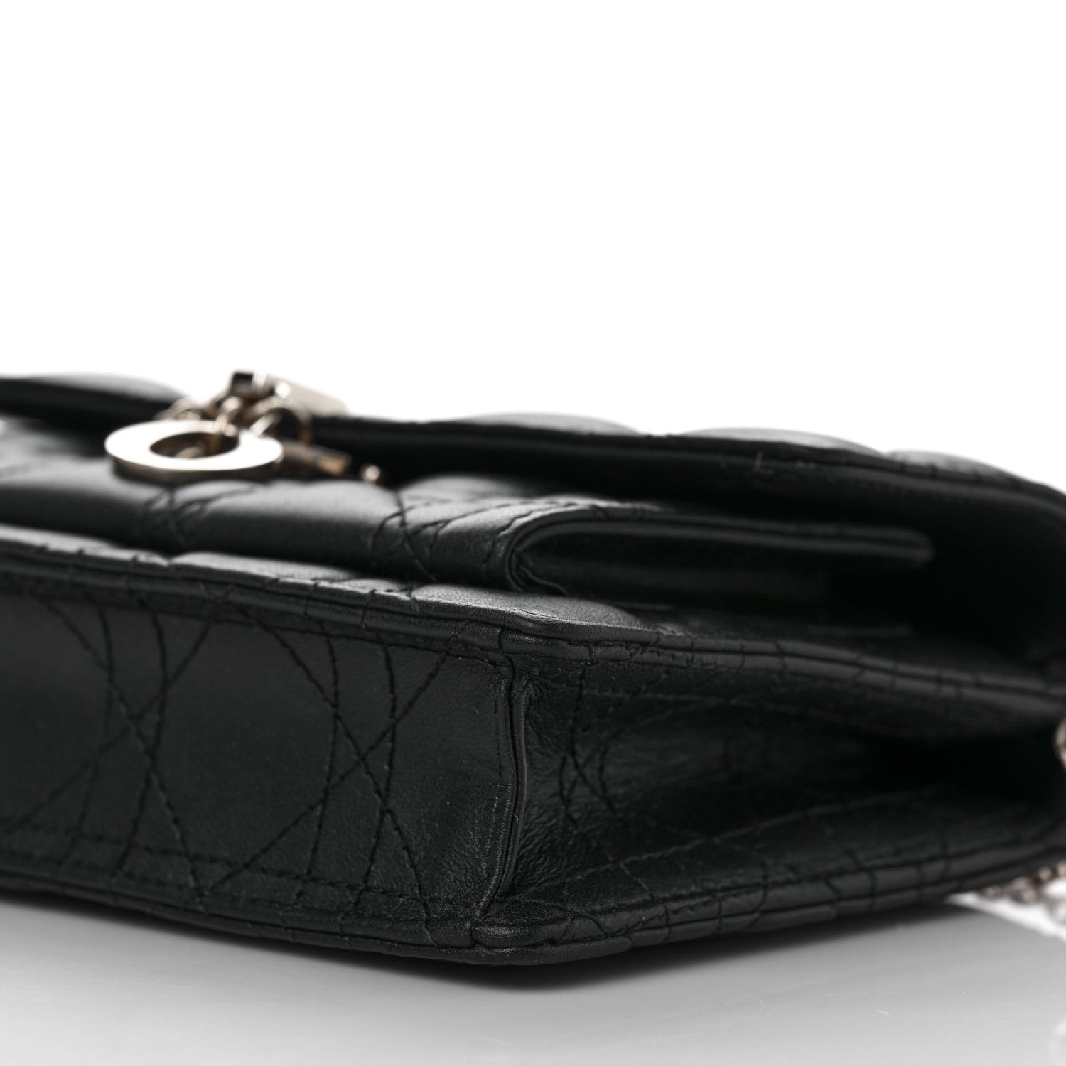Christian Dior Lambskin Cannage Lady Dior Chain Pouch Black 7 of 9