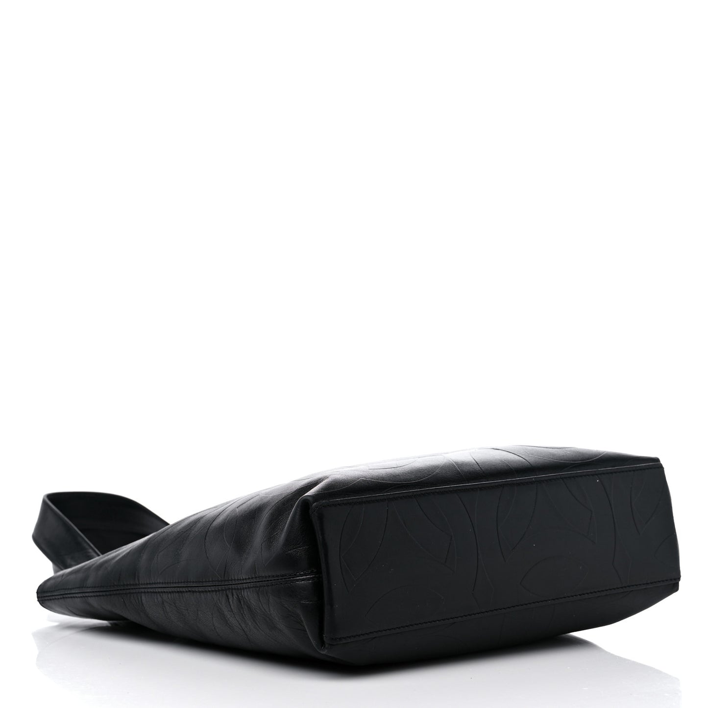 Calfskin Embossed CC Shoulder Bag Black