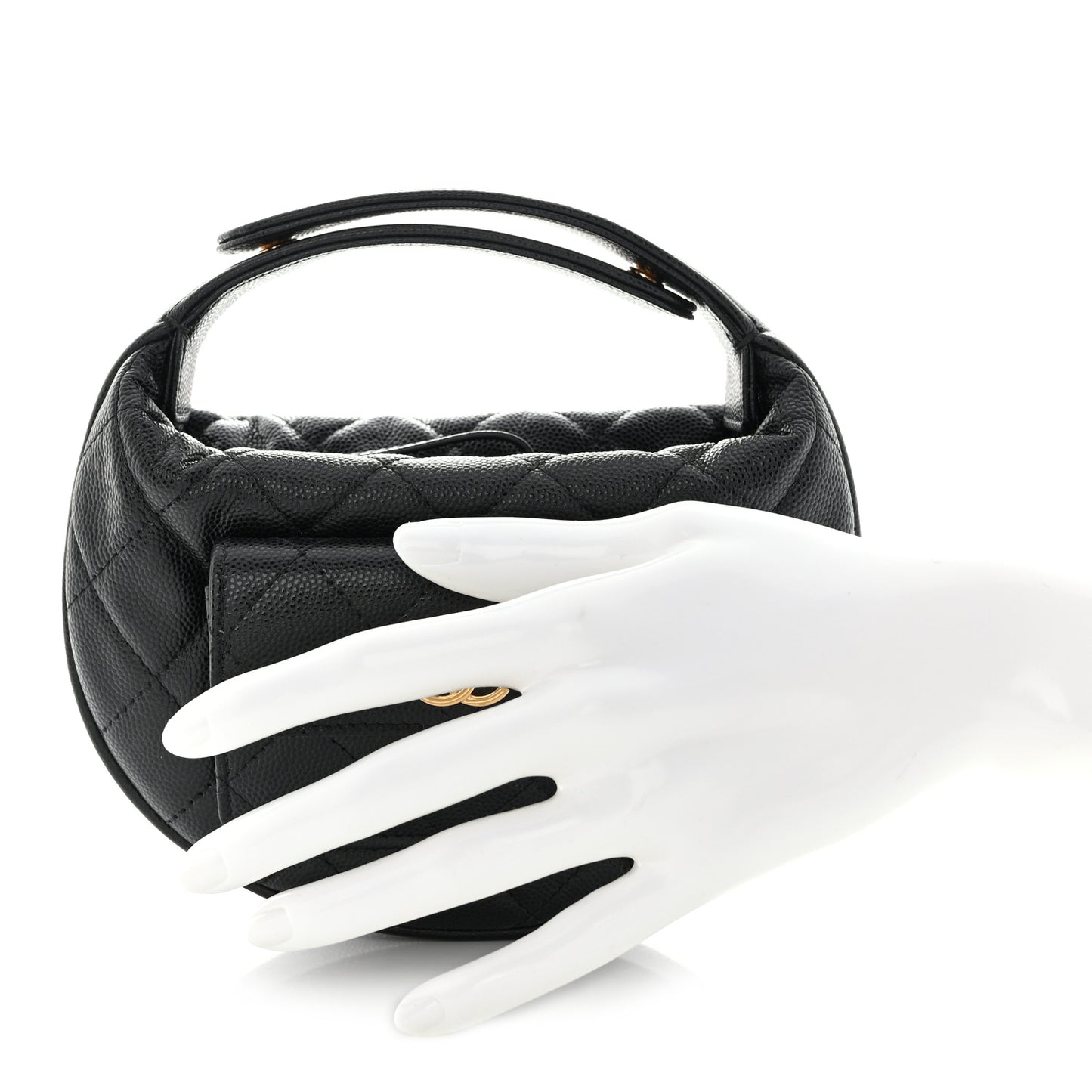 Caviar Quilted Polly Pocket Pouch Hobo Black
