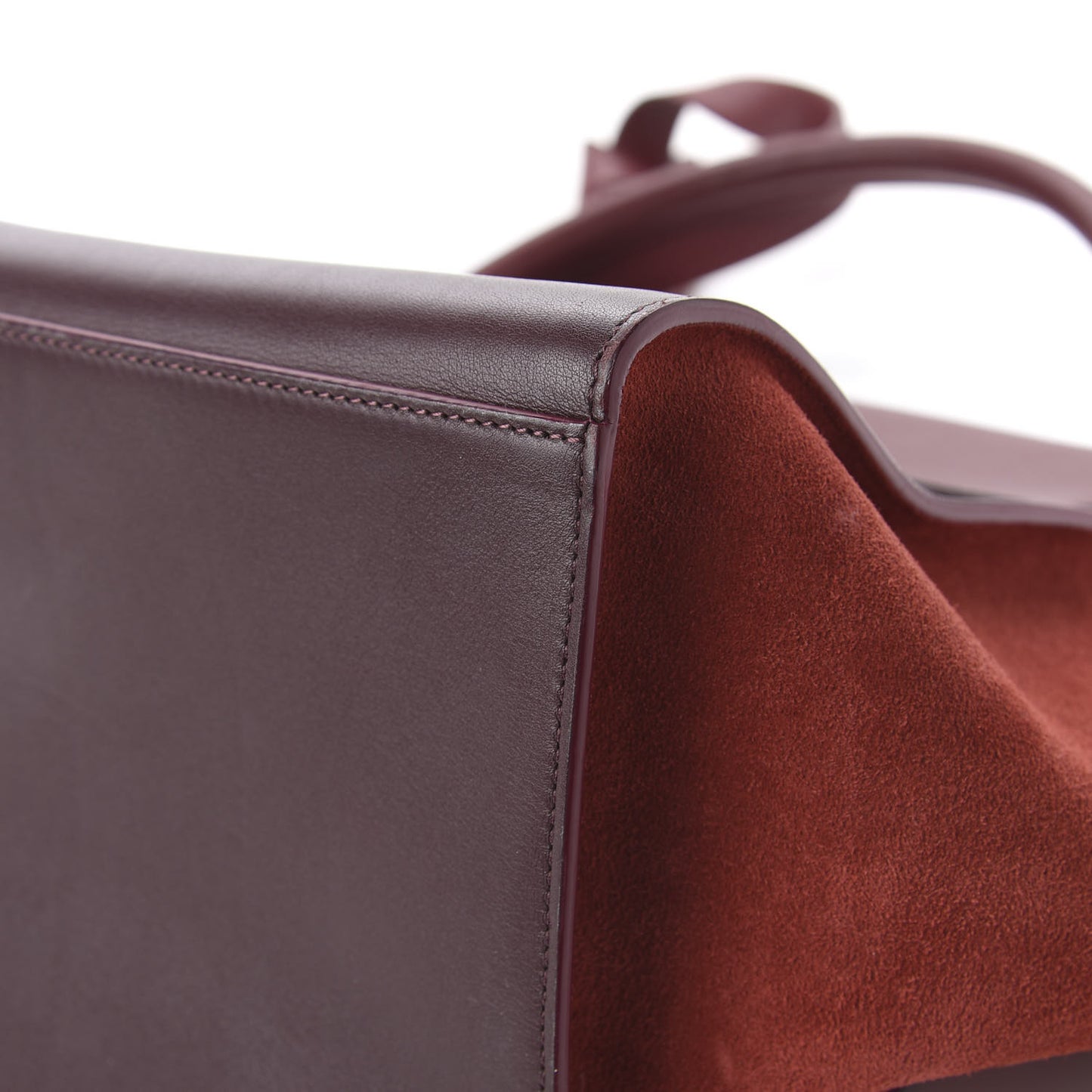 Drummed Calfskin Suede Medium Trapeze Burgundy