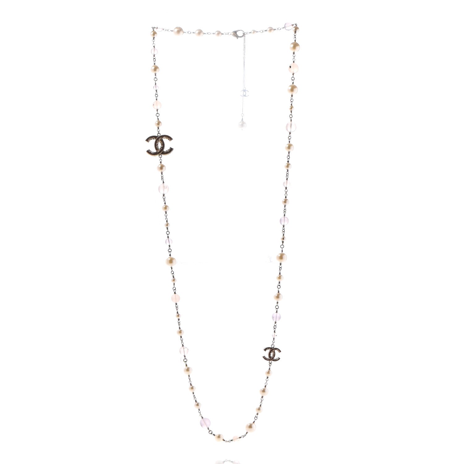 Chanel Pearl Beaded Enamel CC Long Necklace Gold 3 of 11
