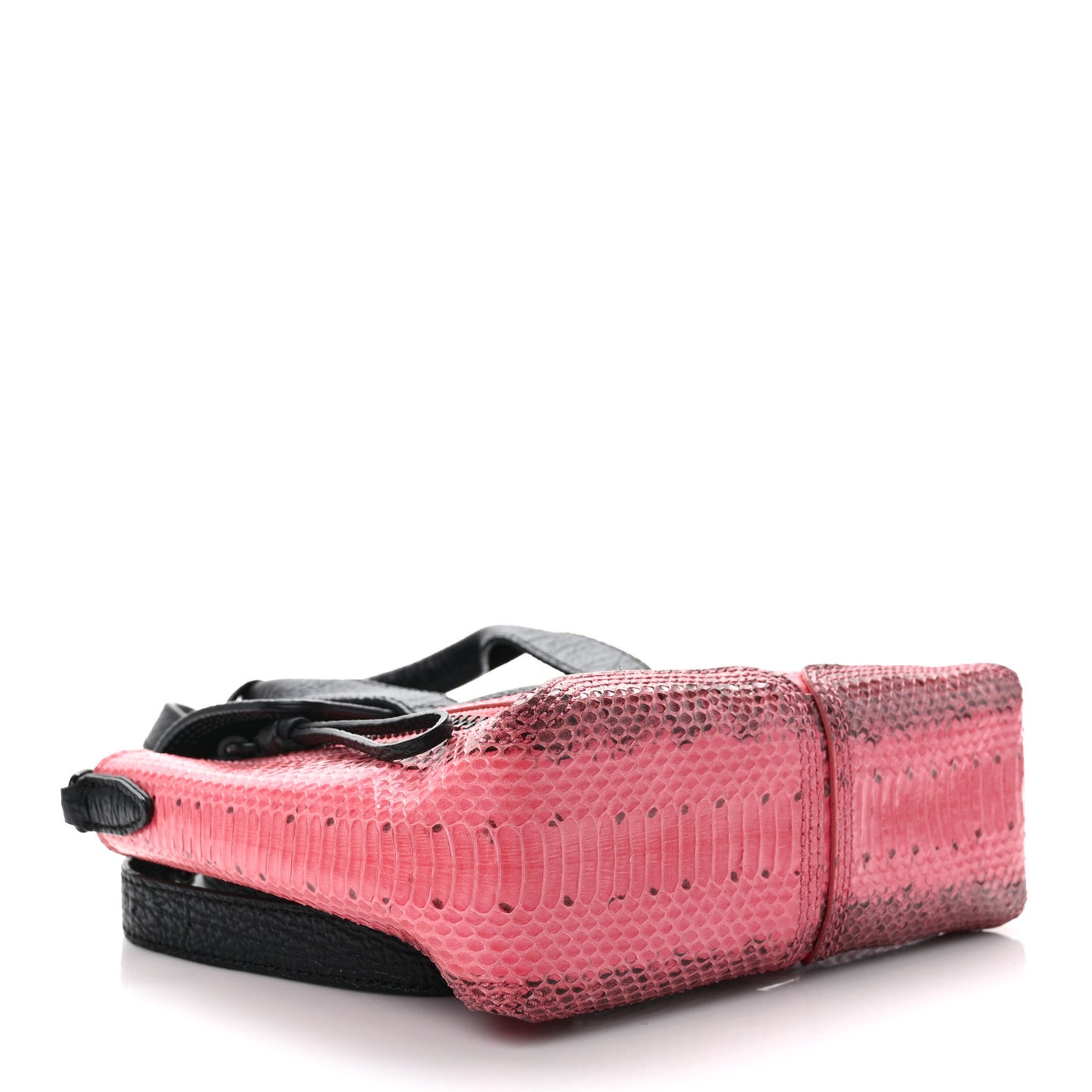 Textured Calfskin Elaphe Snakeskin Mini Pashli Satchel Pink Black