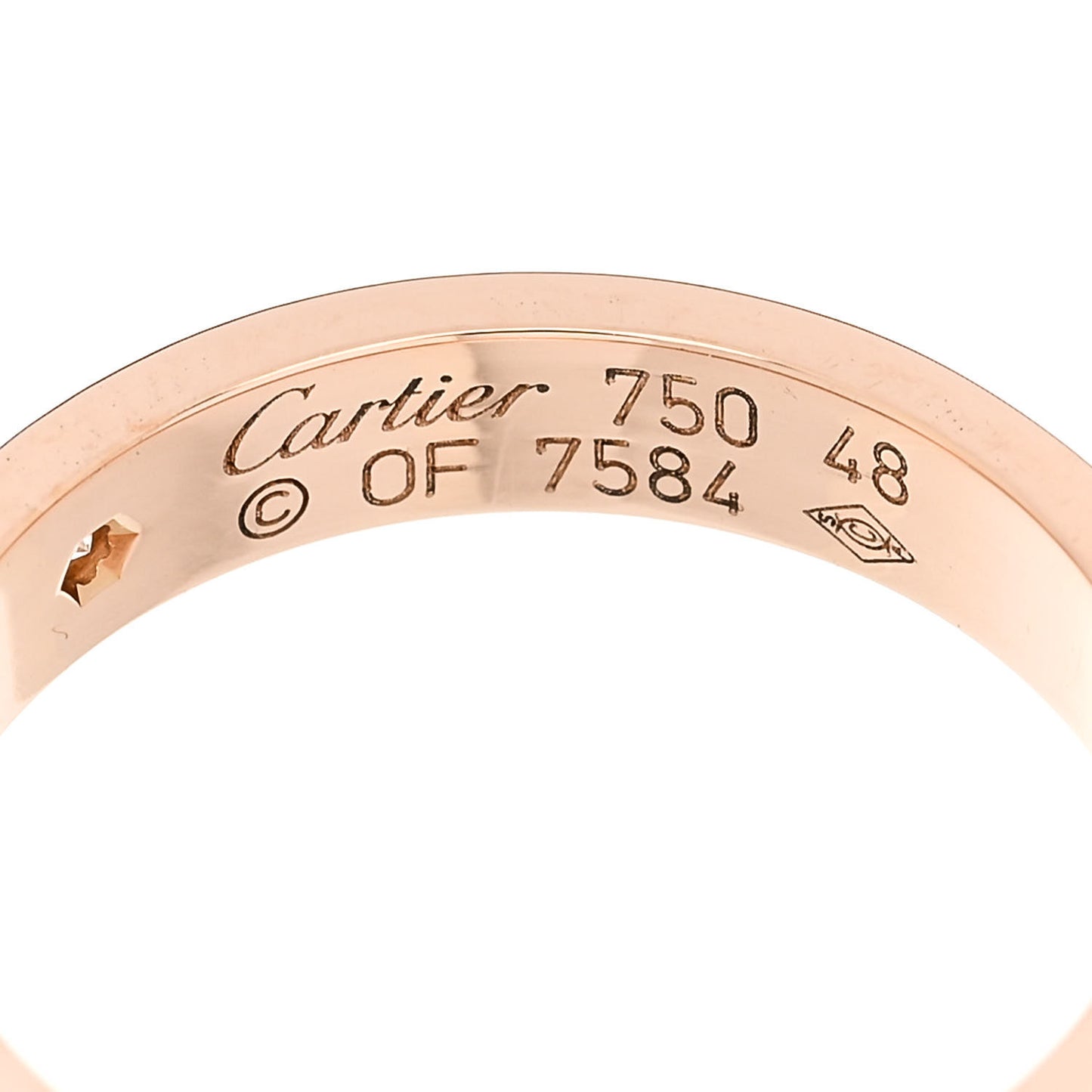 18K Pink Gold Diamond 4mm LOVE Wedding Band Ring 48 4.5