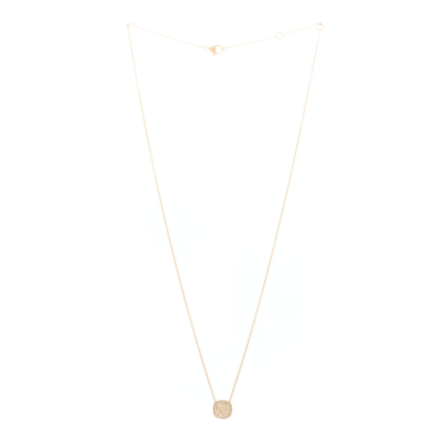 18K Rose Gold Diamond Petite Pave Cushion Pendant Necklace