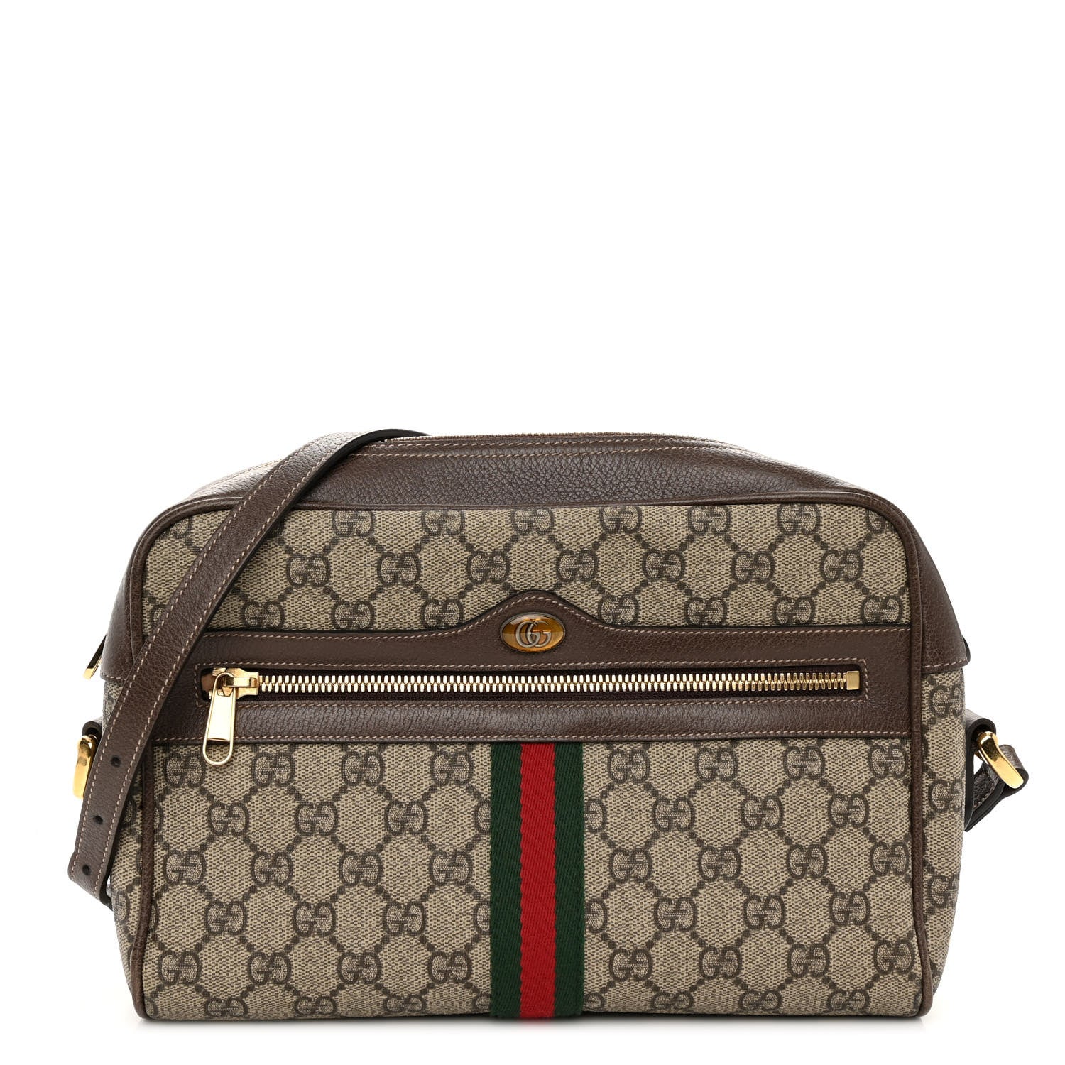 Gucci GG Supreme Monogram Web Small Ophidia Shoulder Bag Brown 1 of 11