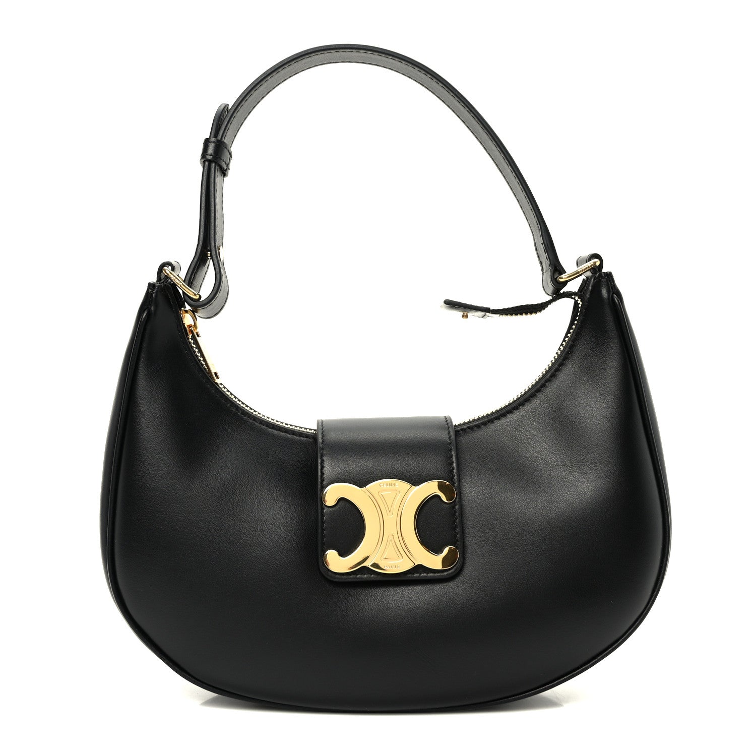 Celine Smooth Calfskin Medium Strap Ava Triomphe Shoulder Bag Black 1 of 9